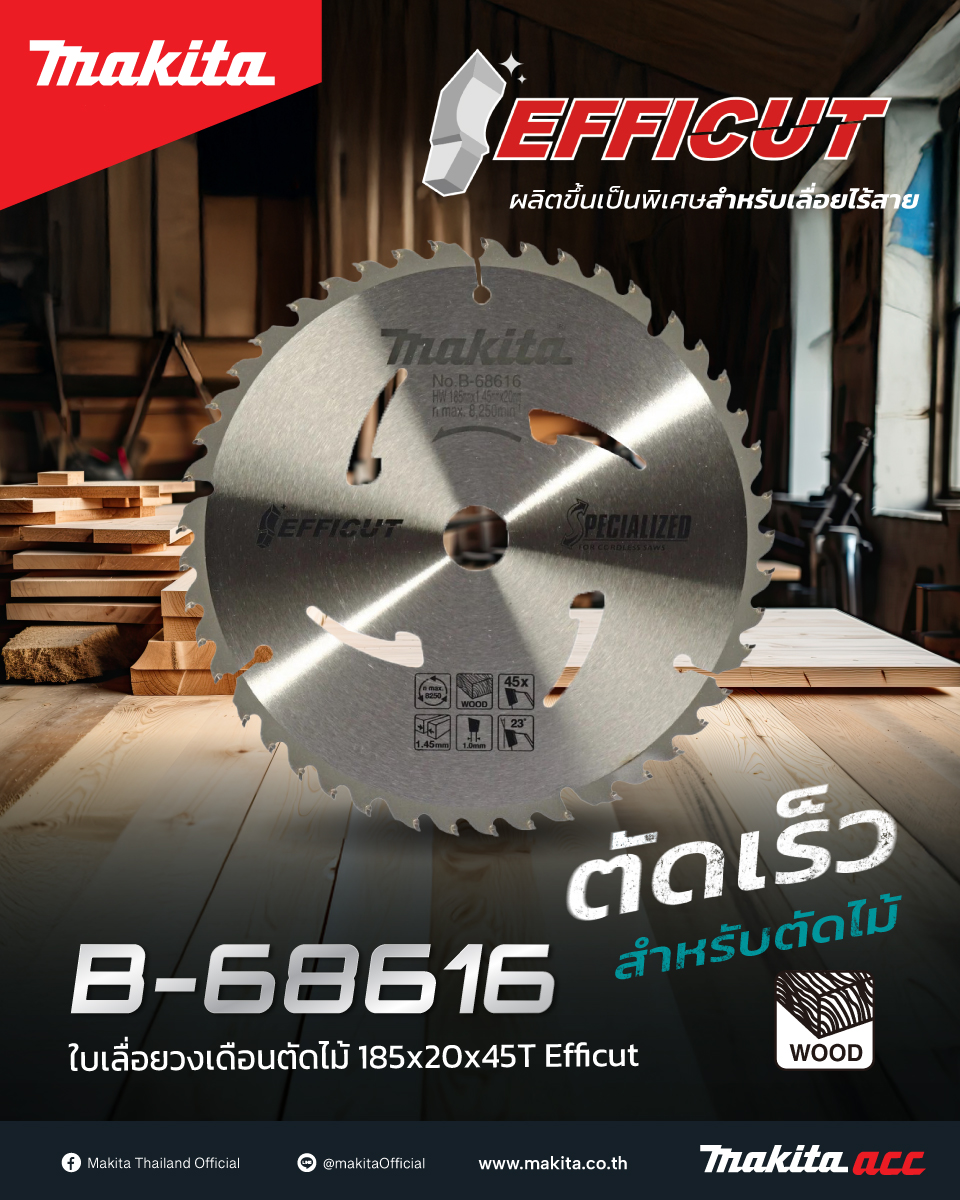 Makita B-68616 ใบเลื่อยวงเดือน EFFICUT 7 นิ้ว 
