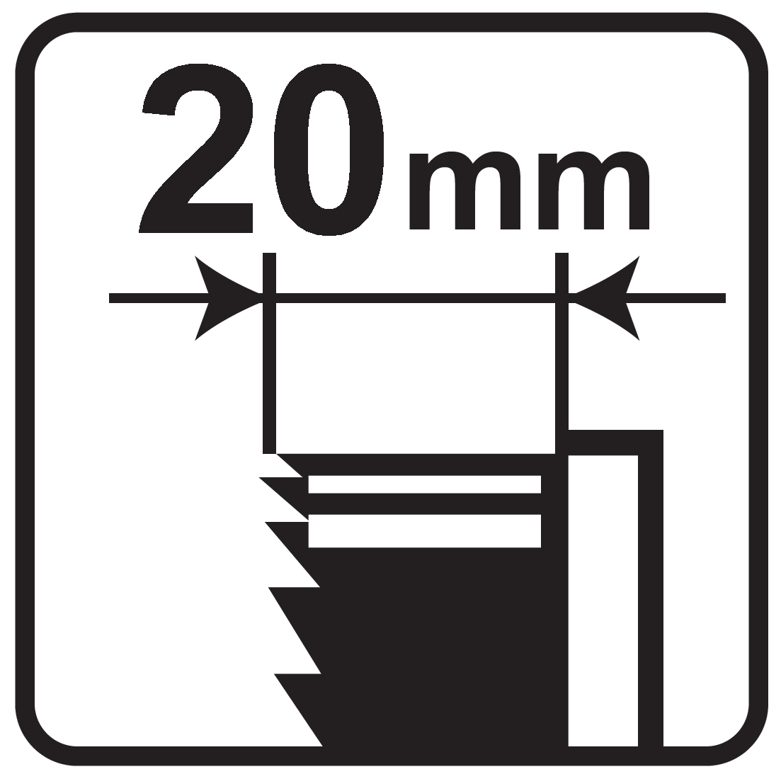 Cutting depth 20 mm